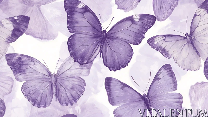 Monochrome violet butterflies in layered soft-focus flight.