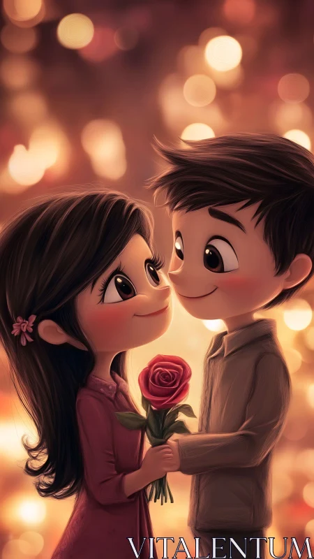 Love's Gentle Moment: A Rose Between Two Hearts.