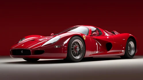 Low-angle studio render showcases classic red racing prototype