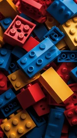 Colorful plastic interlocking bricks lie scattered in a pile