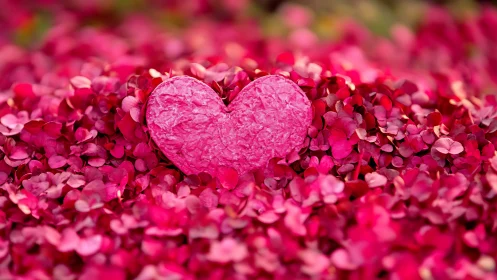 Heart Surrounded by Pink Flower Petals