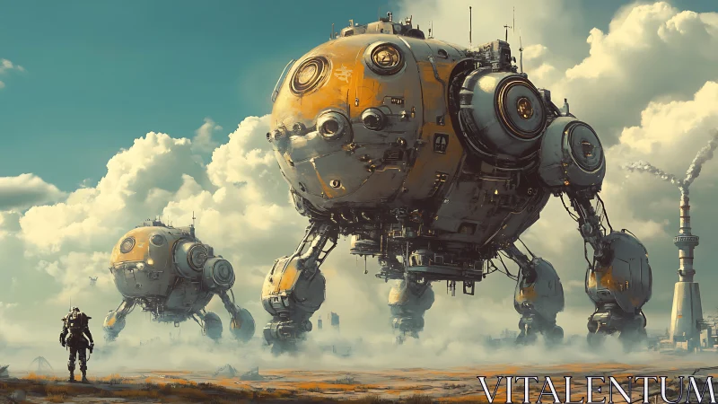 Rust-bright walking foundries lumber toward their lone maker