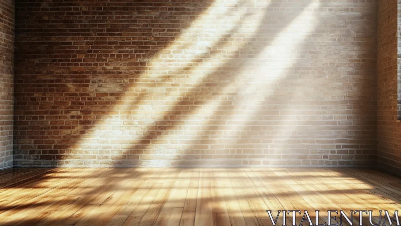 Sunlit brick loft corner glowing with quiet morning warmth.