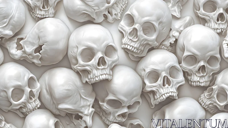 Realistic Human Skulls Pattern in Monochrome Artistic Style.