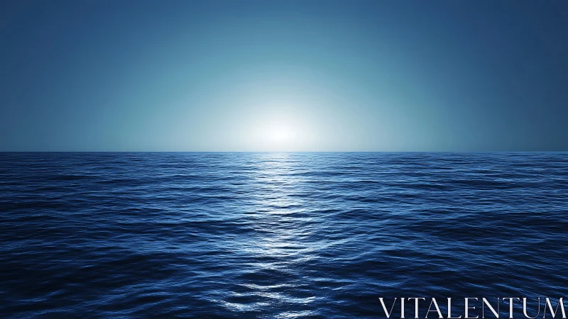 Endless blue horizon where sunrise hums over quiet waves.