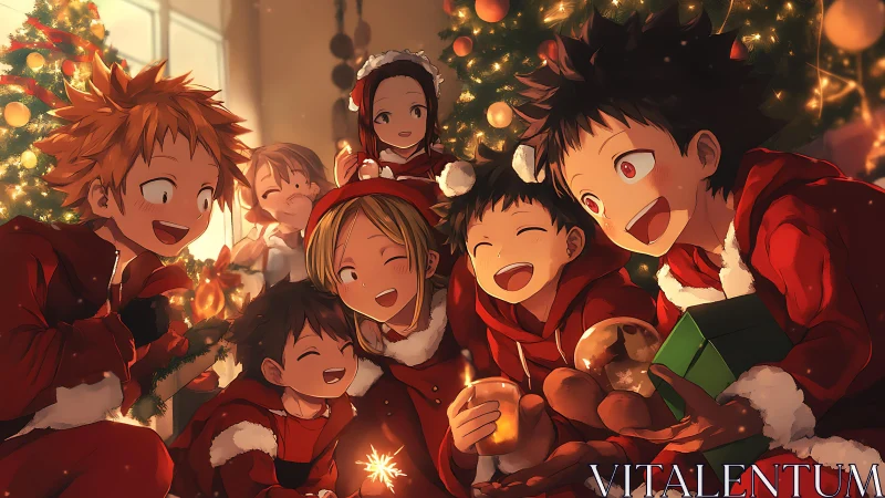 Joyful friends share cozy Christmas magic together tonight