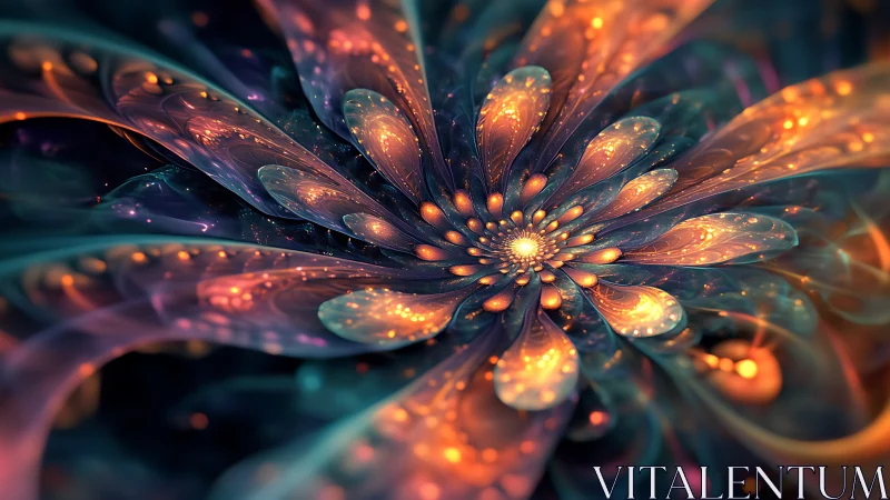 Glowing cosmic flower unfolding in dreamy swirling light.