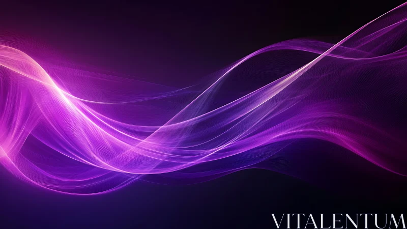 Curved magenta and purple light trails flow over dark gradient
