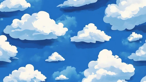 Digital cloudscape pattern over bright blue sky field.