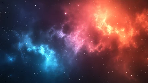 Celestial fire and ice nebula swirling across starry night.