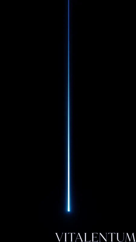 Vertical collimated blue energy beam on deep black field