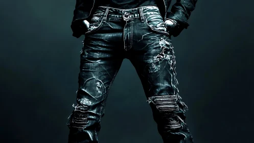 Edgy distressed denim captures bold urban street style.