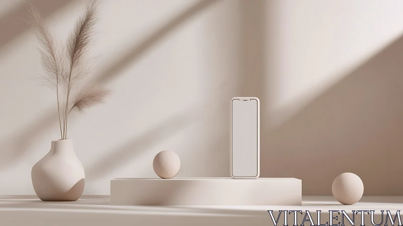 Minimalist smartphone still life in soft neutral studio light.