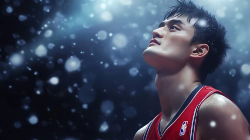 Glimmering arena lights cradle a focused basketball dream