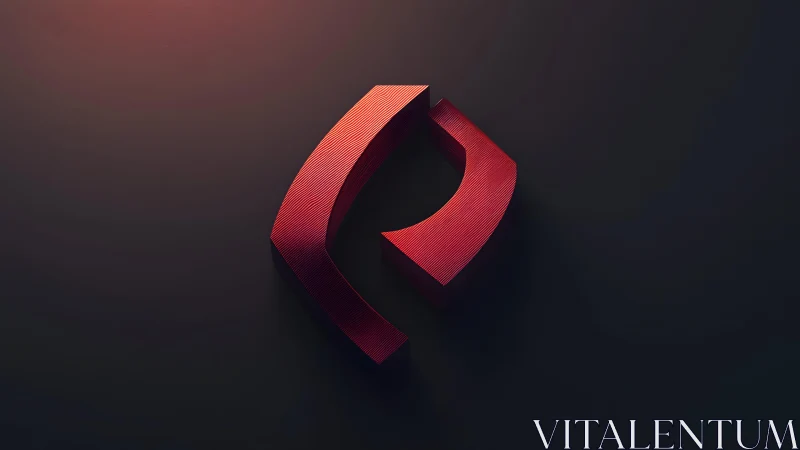 Modern abstract red geometric 3D logo on dark background.