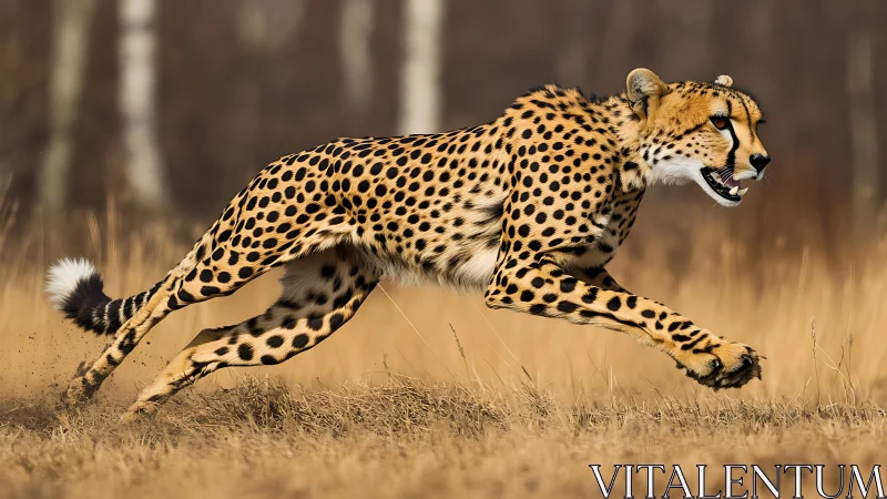 High-speed cheetah sprint in dry grassland habitat profile