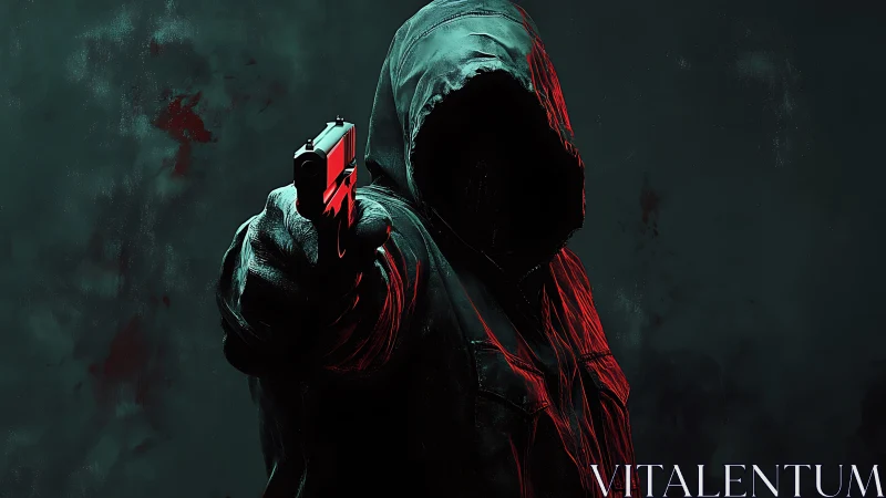 Hooded stranger in shadowy light holding a tense secret.