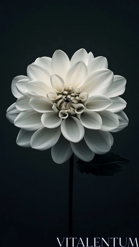 Dahlia Bloom with Layered Petals Against Dark Background.