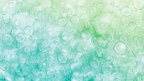 Gentle teal and green bubbles drift in a soft dreamy glow