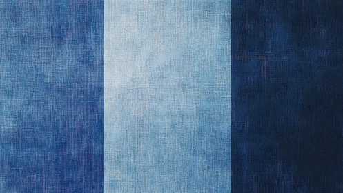 Triptych of textured blue vertical bands shows tonal gradient structure