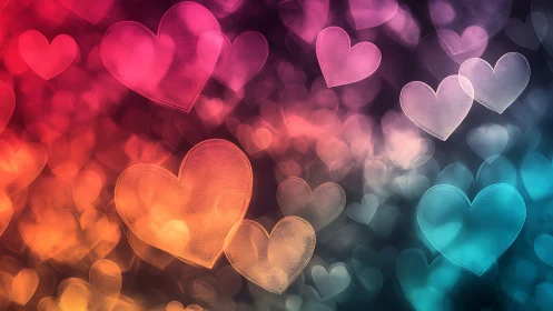 Glowing Hearts Dance Through Soft Light