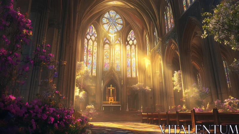 Sunlit floral cathedral where stained glass dreams bloom.