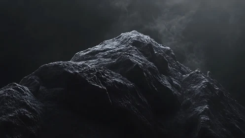 Nocturnal basalt massif under raking volumetric backlight.