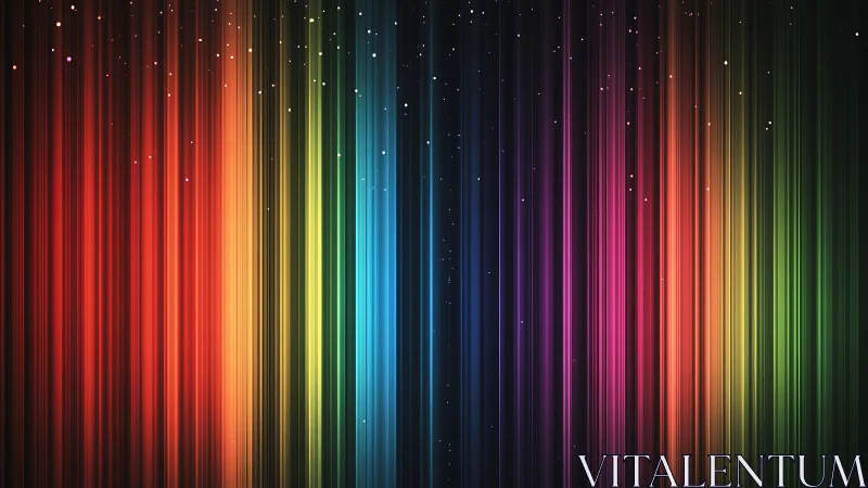 Chromatic light spectrum bands with vertical luminous trails.