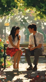 Garden Conversation: Two Hearts Connect Under Dappled Sunlight