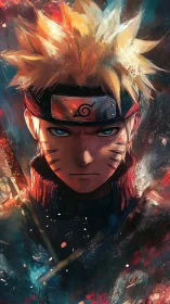 Intense anime portrait with dynamic brushwork and high-contrast lighting