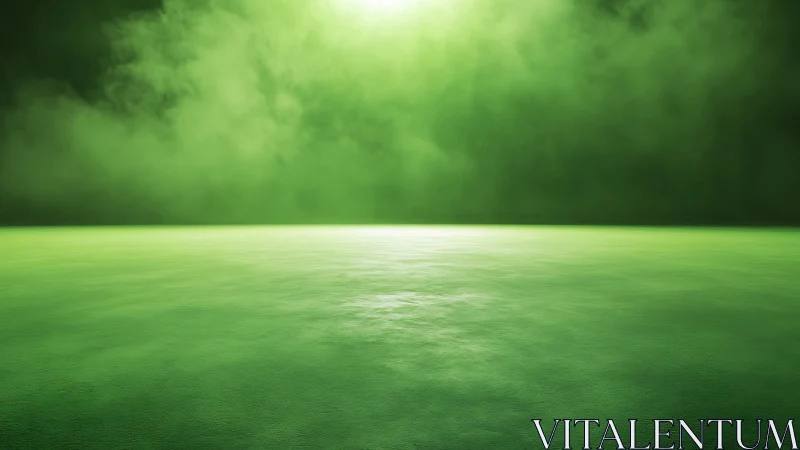 Uniform green plane extends to horizon beneath diffuse light