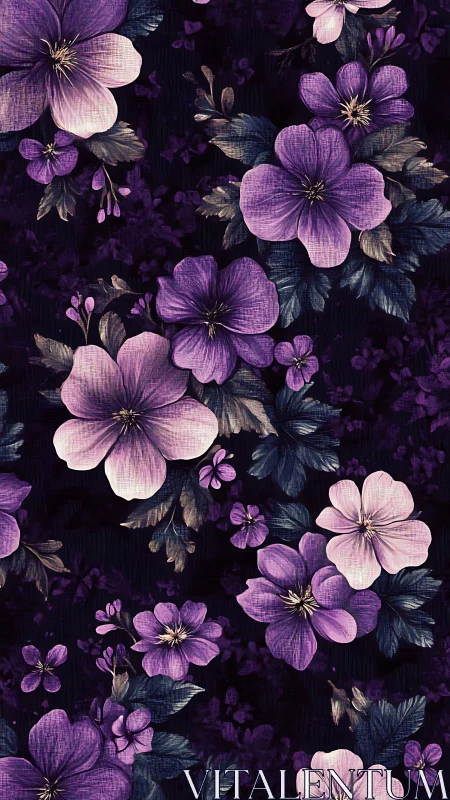 Purple Floral Tapestry: Botanical Pattern Design Study