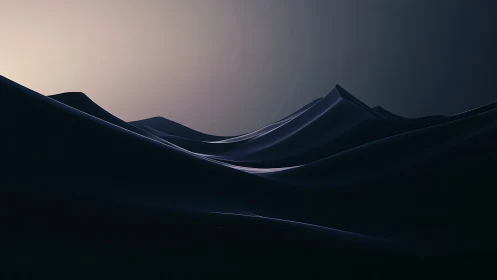 Midnight dunes roll gently under a soft awakening sky