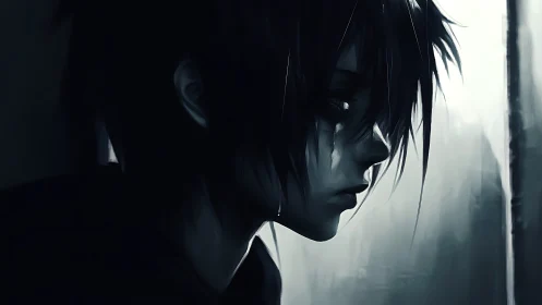 Side-lit anime profile studies melancholic expression and chiaroscuro