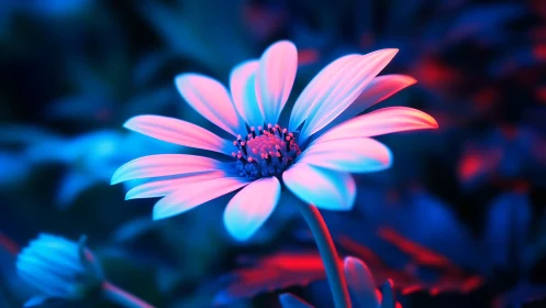 Neon Daisy Dreams Bloom Against Electric Twilight