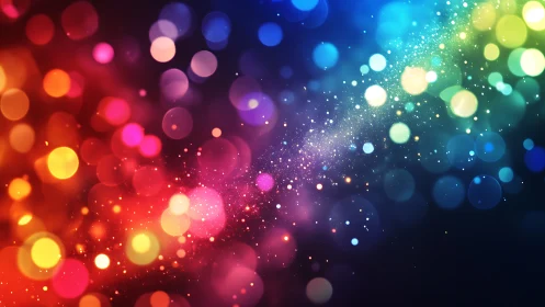 Multicolored circular bokeh pattern forms diagonal gradient