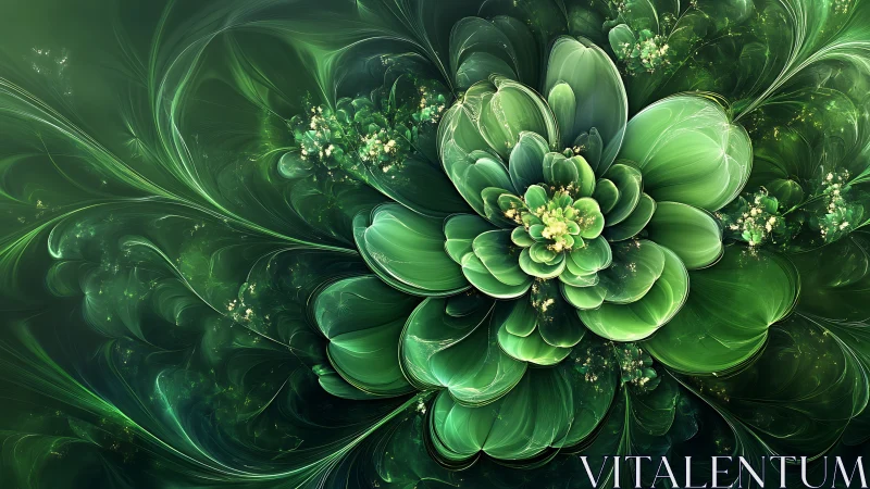 Fractal jade blossom spirals outward like a digital rainforest
