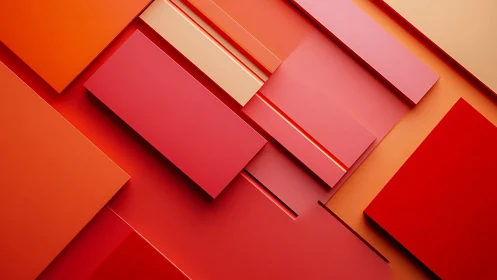 Geometric planes in layered red-orange chromatic abstraction.