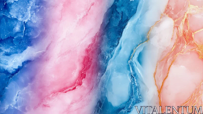 Color-banded marble texture shows blue, pink and gold veins