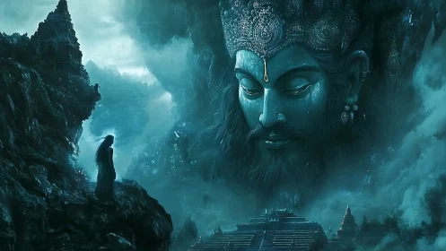 Whispered pilgrimage before the weeping mountain god.