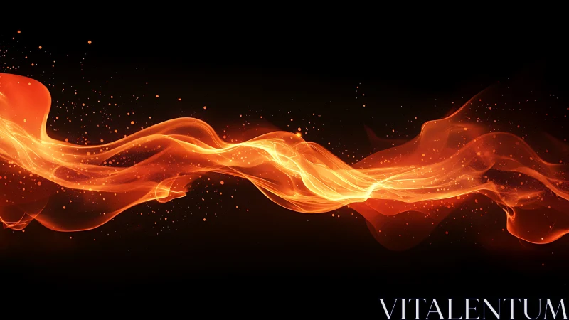 Luminous Fire Stream Flowing Through Darkness.