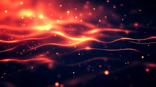 Layered Energy Waves with Luminous Particle Effects.