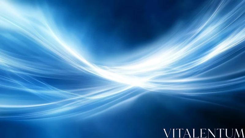 Dynamic blue light trails form fluid abstract energy wave field