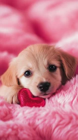 Cream Puppy Heart Valentine Pink Aesthetic. Period.