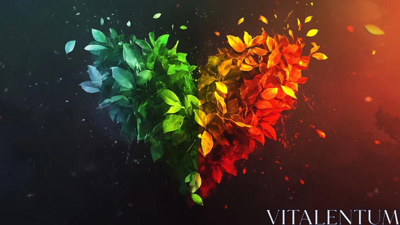 Chromatic leaf particle dispersion exhibiting color temperature gradient.