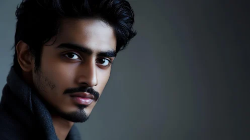 Warm portrait of a thoughtful man in soft shadowed light.