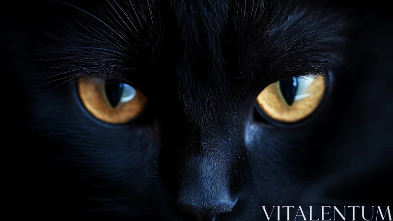 A Black Cat's Hypnotic Golden Gaze.