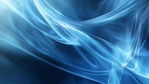 Ethereal Blue Abstract Waves Digital Art with Fluid Motion.