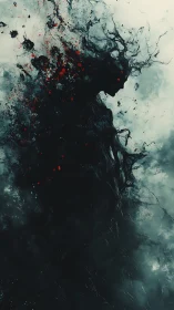 Shadow wraith erupts from swirling smoke in eerie silence