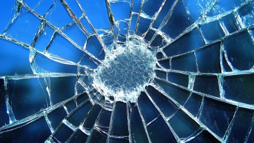 Radial fracture pattern captures macro detail of shattered glass